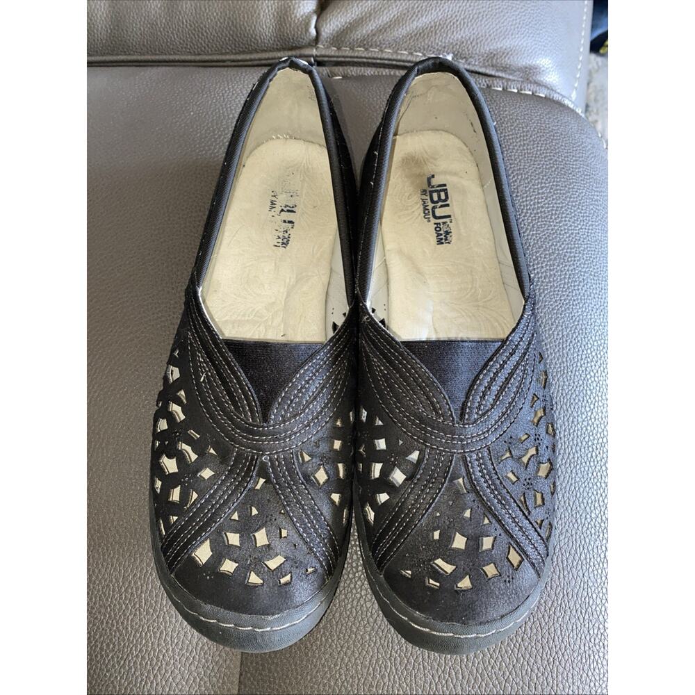JBU by Jambu Pecan slip-on flat shoes in Black memory foam Comfort 10M